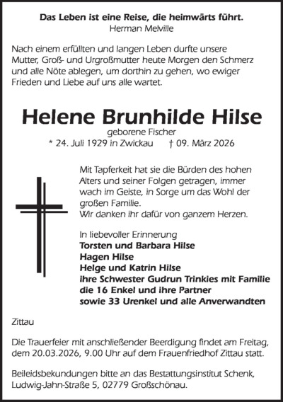 Familienanzeigen - Trauer