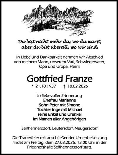 Familienanzeigen - Trauer