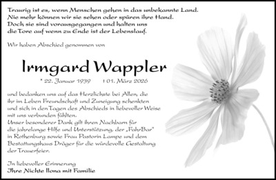 Familienanzeigen - Trauer