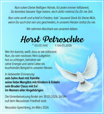 Familienanzeigen - Trauer