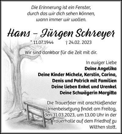 Familienanzeigen - Trauer