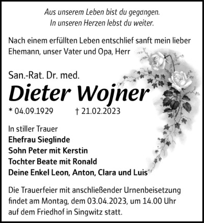 Familienanzeigen - Trauer