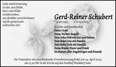 Familienanzeigen - Trauer
