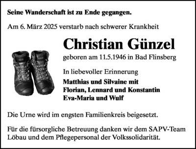 Familienanzeigen - Trauer