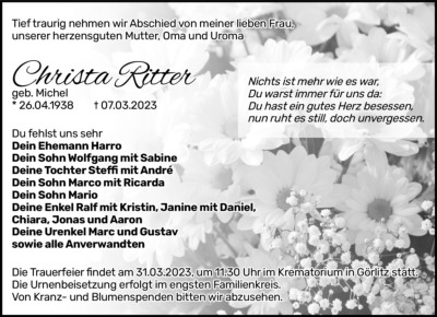 Familienanzeigen - Trauer