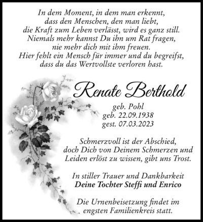 Familienanzeigen - Trauer