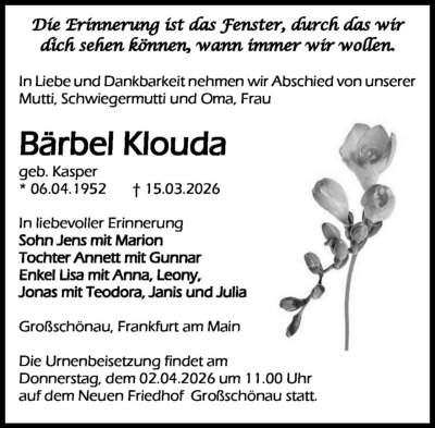 Familienanzeigen - Trauer