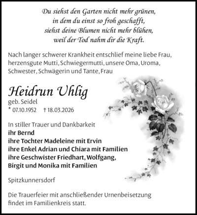 Familienanzeigen - Trauer