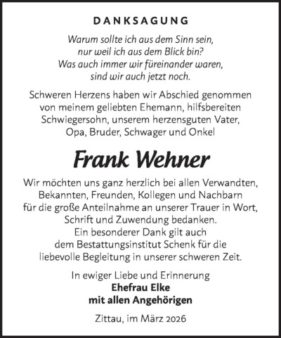 Familienanzeigen - Trauer