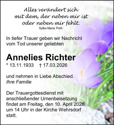 Familienanzeigen - Trauer