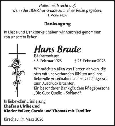 Familienanzeigen - Trauer