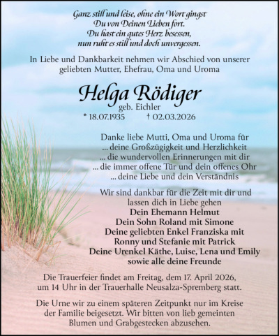 Familienanzeigen - Trauer