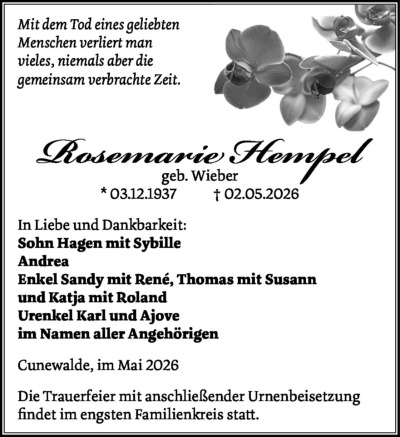 Familienanzeigen - Trauer