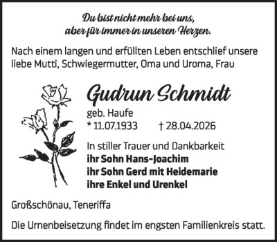 Familienanzeigen - Trauer