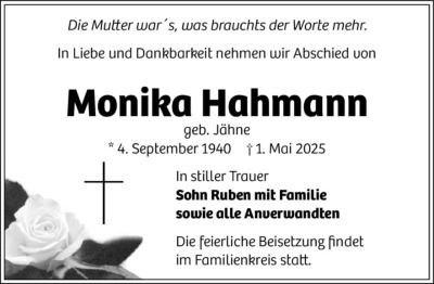 Familienanzeigen - Trauer