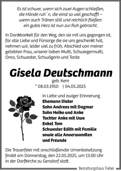 Familienanzeigen - Trauer