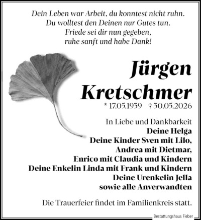 Familienanzeigen - Trauer