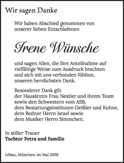 Familienanzeigen - Trauer