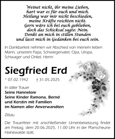 Familienanzeigen - Trauer