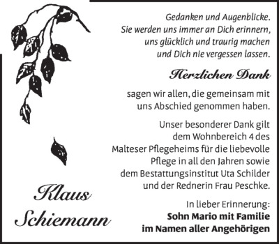 Familienanzeigen - Trauer