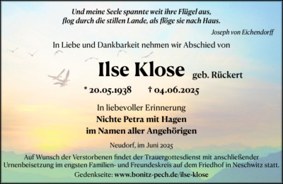 Familienanzeigen - Trauer