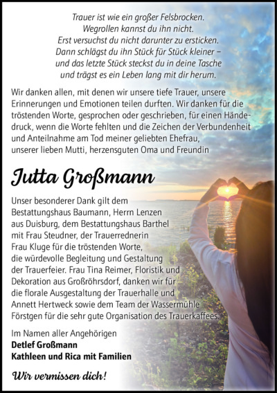 Familienanzeigen - Trauer