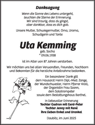 Familienanzeigen - Trauer
