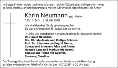 Familienanzeigen - Trauer