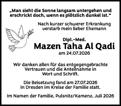 Familienanzeigen - Trauer