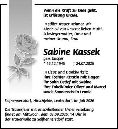Familienanzeigen - Trauer