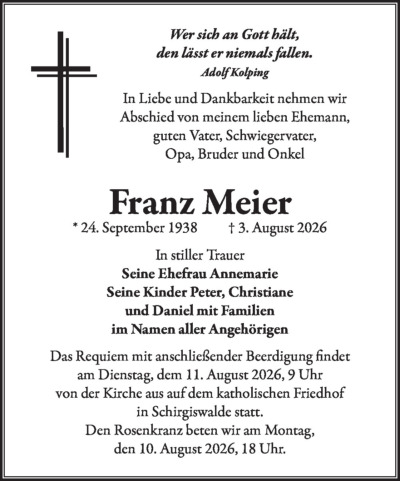 Familienanzeigen - Trauer
