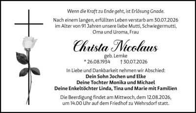 Familienanzeigen - Trauer