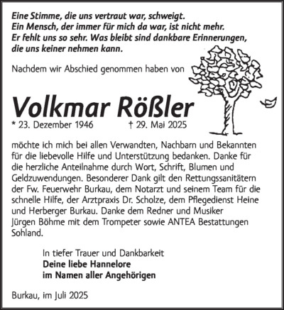 Familienanzeigen - Trauer