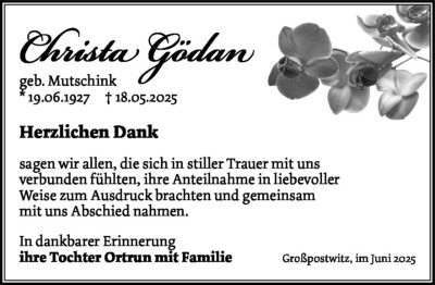 Familienanzeigen - Trauer