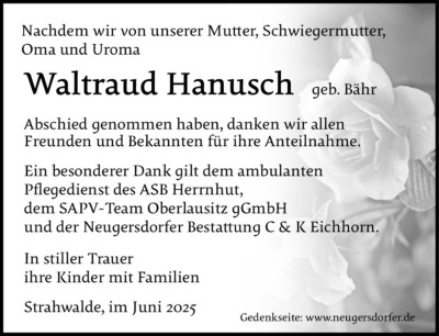 Familienanzeigen - Trauer