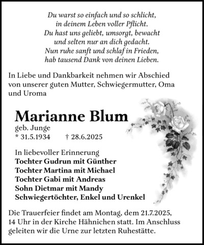 Familienanzeigen - Trauer