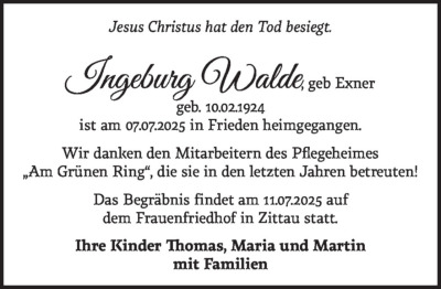 Familienanzeigen - Trauer