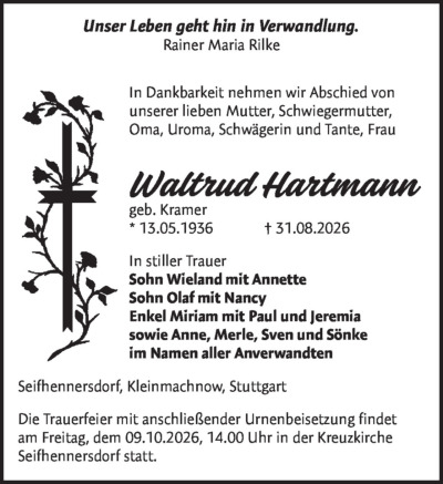 Familienanzeigen - Trauer