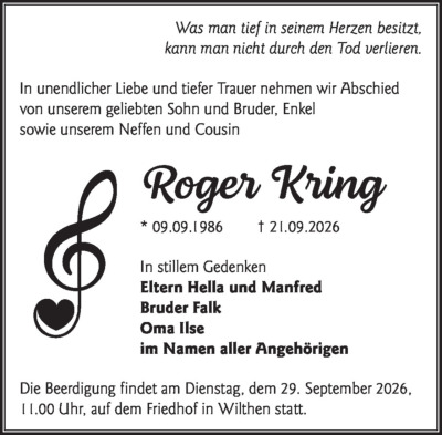 Familienanzeigen - Trauer