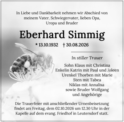 Familienanzeigen - Trauer