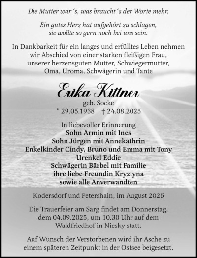 Familienanzeigen - Trauer