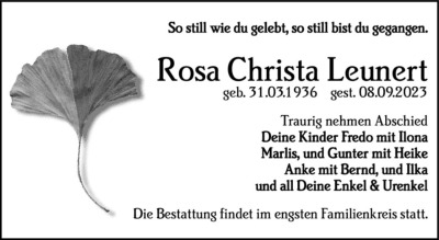 Familienanzeigen - Trauer