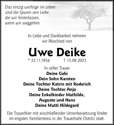 Familienanzeigen - Trauer