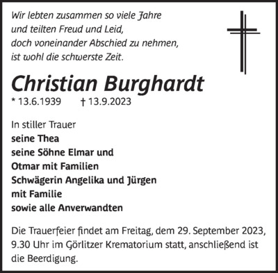 Familienanzeigen - Trauer