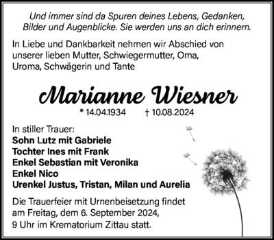 Familienanzeigen - Trauer