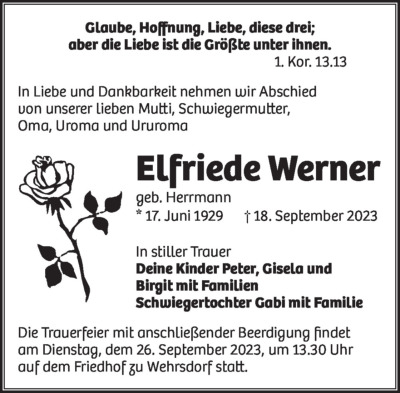 Familienanzeigen - Trauer