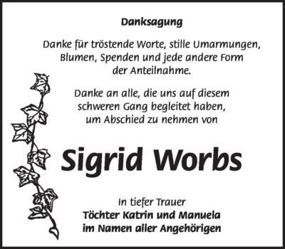 Familienanzeigen - Trauer