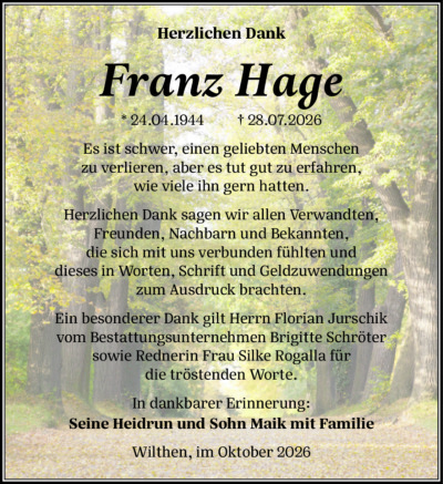 Familienanzeigen - Trauer