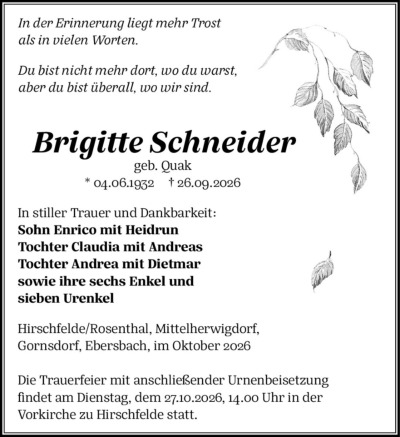 Familienanzeigen - Trauer