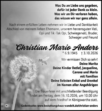 Familienanzeigen - Trauer